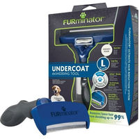 Produktbild von Furminator Undercoat deShedding Bürste für kurzhaarige Hunde in Blau Größe Groß