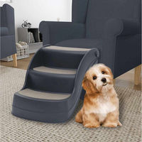 Produktbild von furnicato Haustiertreppe klappbar aus Filz für Hunde und Katzen Dunkelgrau 38x50x38 cm