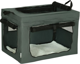 furnicato Hunde-Transportbox aus Polyester Grau 60L x 42B x 42H cm – Bild 1 von 5