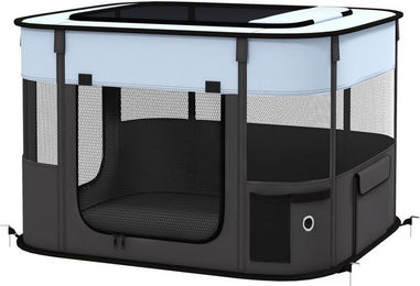 furnicato Hunde-Transportbox und Welpenfreilaufgehege Mini in Grau-Blau-Schwarz 74L x 60B x 45H cm – Bild 1 von 5