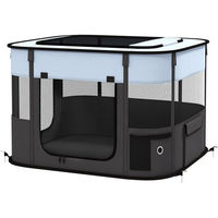 Produktbild von furnicato Hunde-Transportbox und Welpenfreilaufgehege Mini in Grau-Blau-Schwarz 74L x 60B x 45H cm