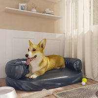 Produktbild von Furnicato Hundebett aus ergonomischem Schaumstoff in Dunkelblau mit Kunstleder 75x53cm