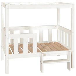 Furnicato Hundebett aus Kiefer Massivholz in Weiß 95,5x73,5x90 cm – Bild 1 von 8