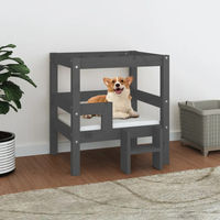 Produktbild von Furnicato Hundebett aus Massivholz Kiefer in Grau 55,5x53,5x60 cm