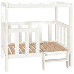 Furnicato Hundebett aus Massivholz Kiefer in Weiß 105,5x83,5x100 cm – Bild 1 von 2