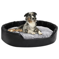 Produktbild von Furnicato Hundebett aus Plüsch und Kunstleder in Schwarz-Grau 90x79x20 cm