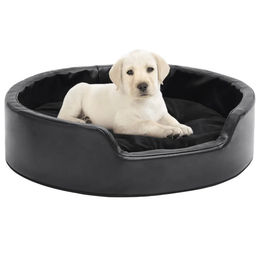 Furnicato Hundebett aus Plüsch und Kunstleder Schwarz 69x59x19 cm – Bild 1 von 8