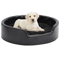 Produktbild von Furnicato Hundebett aus Plüsch und Kunstleder Schwarz 69x59x19 cm