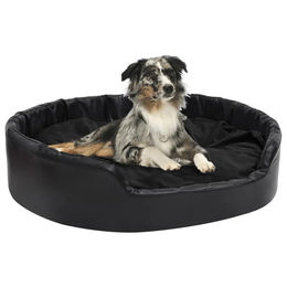 Furnicato Hundebett aus Plüsch und Kunstleder Schwarz 99x89x21 cm – Bild 1 von 8