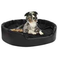 Produktbild von Furnicato Hundebett aus Plüsch und Kunstleder Schwarz 99x89x21 cm