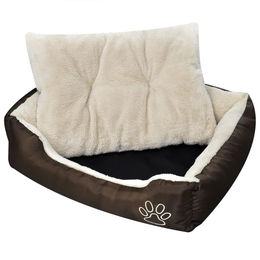 Furnicato Hundebett aus Stoff mit Polsterkissen Braun Größe L – Bild 1 von 6