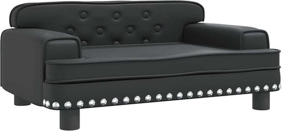 furnicato Hundebett für erwachsene Hunde aus Kunstleder mit Massivholzrahmen Schwarz 70 x 45 x 30 cm – Bild 1 von 4