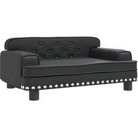 Produktbild von furnicato Hundebett für erwachsene Hunde aus Kunstleder mit Massivholzrahmen Schwarz 70 x 45 x 30 cm