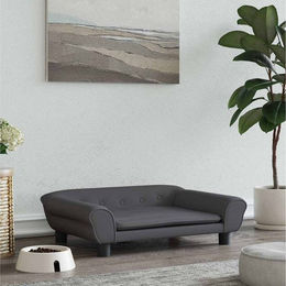 furnicato Hundebett Grau mit Massivholz Rahmen und Samt aus Polyester für kleine Hunde 70 x 48 x 22 cm – Bild 1 von 2