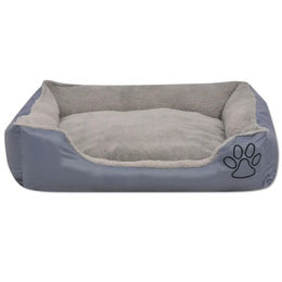Furnicato Hundebett mit gepolstertem Kissen aus Stoff Größe M Grau – Bild 1 von 3