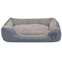 Produktbild von Furnicato Hundebett mit gepolstertem Kissen aus Stoff Größe M Grau
