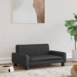 furnicato Hundebett mit Massivholz Rahmen aus Kunstleder Schwarz 70 x 45 x 30 cm – Bild 1 von 4