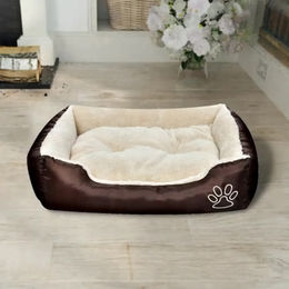 Furnicato Hundebett mit Polsterkissen aus Stoff in Braun Größe S für kleine Hunde – Bild 1 von 2