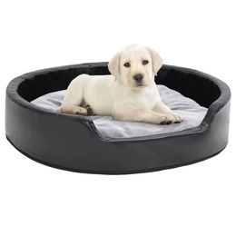 Furnicato Hundebett Schwarz-Grau aus Plüsch und Kunstleder 79x70x19 cm – Bild 1 von 8