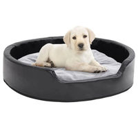 Produktbild von Furnicato Hundebett Schwarz-Grau aus Plüsch und Kunstleder 79x70x19 cm