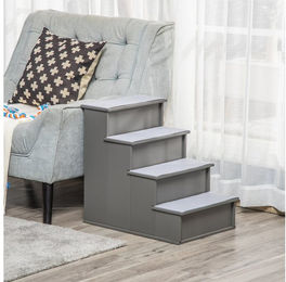 furnicato Hunderampe Haustiertreppe 4-stufig Grau mit Teppichstufen für Hund bis 30 kg – Bild 1 von 5