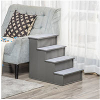 Produktbild von furnicato Hunderampe Haustiertreppe 4-stufig Grau mit Teppichstufen für Hund bis 30 kg