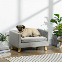 Produktbild von furnicato Hundesofa für kleine Hunde in Grau mit Holzbeinen und Kissen