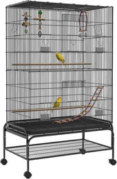 furnicato Vogelkäfig Schwarz aus Kunststoff für kleine Vögel 97 x 58 x 160 cm – Bild 1 von 5