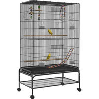 Produktbild von furnicato Vogelkäfig Schwarz aus Kunststoff für kleine Vögel 97 x 58 x 160 cm