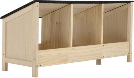 FURPAL 3er Holz-Hühnernest Set mit Bitumendach für Hühner in Natur Beige – Bild 1 von 5