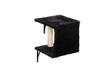 Produktbild von FURPAL Katzen Kratzbaum Set Wandmontierbar 5-teilig mit Sisal Kratzbrett Hängekörben und Katzenbrücke in Schwarz und Beige