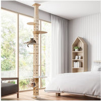 Produktbild von FURPAL Kratzbaum aus Holz mit 7 Ebenen für Katzen, höhenverstellbar von 250 cm auf 291 cm, Natur Beige