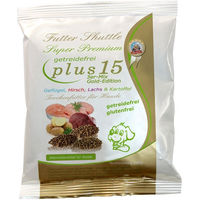 Produktbild von Futter Shuttle Getreidefreies Hundetrockenfutter mit Geflügel Lachs und Hirsch ohne Farb- und Aromastoffe sowie Konservierungsstoffe