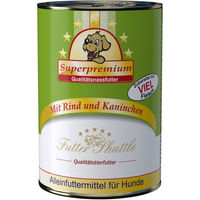Produktbild von Futter Shuttle Hund Nassfutter Rind mit Kaninchen laktosefrei ohne Konservierungsstoffe und Zucker 400g Dose