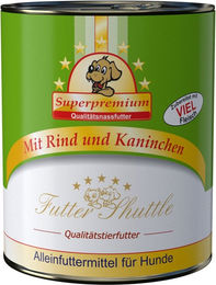 Futter Shuttle Hund Nassfutter Rind mit Kaninchen laktosefrei und ohne Konservierungsstoffe 800g Dose – Bild 1 von 1