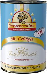 Produktbild von Futter Shuttle Hundefutter Nassfutter Geflügel laktosefrei ohne Konservierungsstoffe und Zucker 400g Dose