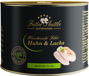 Produktbild von Futter Shuttle Katzen Nassfutter Filets Huhn und Lachs für Adult, getreidefrei, glutenfrei und laktosefrei, 140g Dose