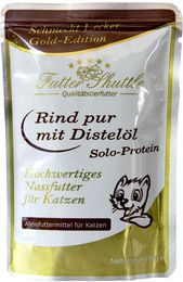 Produktbild von Futter Shuttle Katzen Nassfutter Gold Edition Rind mit Distelöl getreidefrei hypoallergen monoprotein