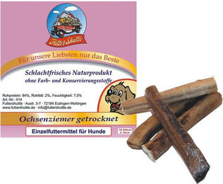 Produktbild von Futter Shuttle Ochsenziemer für Hunde als natürlicher Kauartikel aus Rind ohne Konservierungsstoffe und Zucker 250g