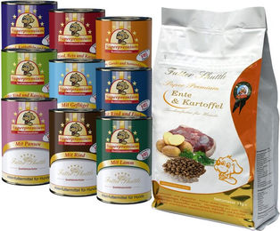 Produktbild von Futter Shuttle Sparpaket Getreidefreies Hundefutter mit Ente als Trocken- und Nassfutter für Haut und Fell