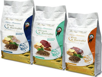 Produktbild von Futter Shuttle Sparpaket Getreidefreies und Glutenfreies Hundefutter Hirsch Ente Fisch und Kartoffel