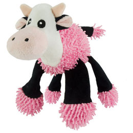 Fuzzle Plüschspielzeug Kuh für Hunde und Welpen in Schwarz Rosa Bunt – Bild 1 von 3