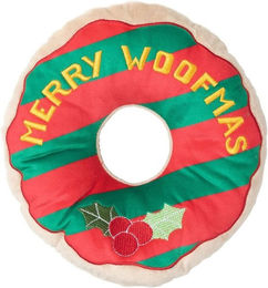 Produktbild von FuzzYard Giant Merry Woofmas Donut Hundespielzeug aus Plüsch Bunt