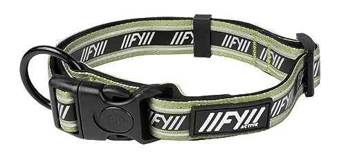 FuzzYard Hundehalsband aus Nylon mit reflektierendem Aufdruck für hohe Sichtbarkeit Khaki Größe S – Bild 1 von 2