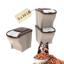 Produktbild von GarPet Futterbehälter 3x 20 L Tierfutter Aufbewahrung - 3 x 20 l