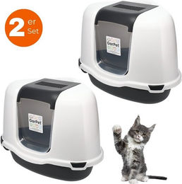 Produktbild von GarPet Katzenklo Ecke mit Deckel und Aktivkohlefilter Doppelpack