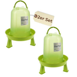 Produktbild von GarPet Wasserspender 2x Hühnertränke mit Füßen 3L grün - 2 x 3 l