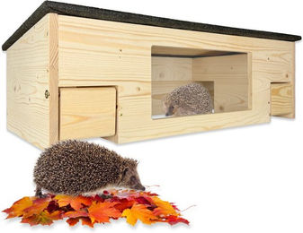 gartenetage Igelhaus Igelfutterhaus XXL mit Panorama-Beobachtungsfenster & Rattenklappen, wetterfestes Igelhaus aus zertifiziertem Holz – Bild 1 von 5