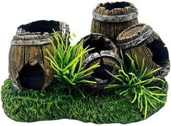 Produktbild von GarveeMore Aquarien-Set Fischtank-Ornamente Resin Weinfass Dekor