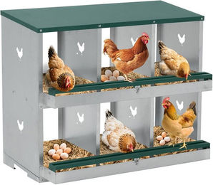 GarveeMore Hühnerstall Nistkasten Hühnernest mit 2/3 Abteile Auffangschalen Hühnerstall – Bild 1 von 5